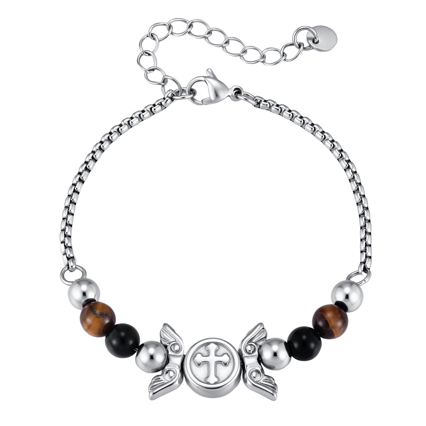 Kemstone Winged Emblem Tiger Eye Bracelet for Men Stainless Steel BR-3042