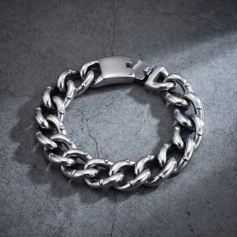 Kemstone Heavy Cuban Link Bracelet for Men Titanium Steel 18mm Hip Hop Chain KB213362