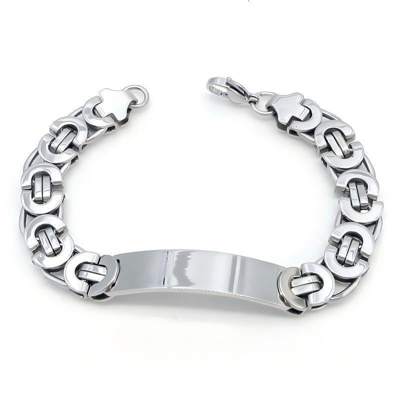 Kemstone Titanium Steel ID Bracelet for Men Curved Plate KB215057-JG