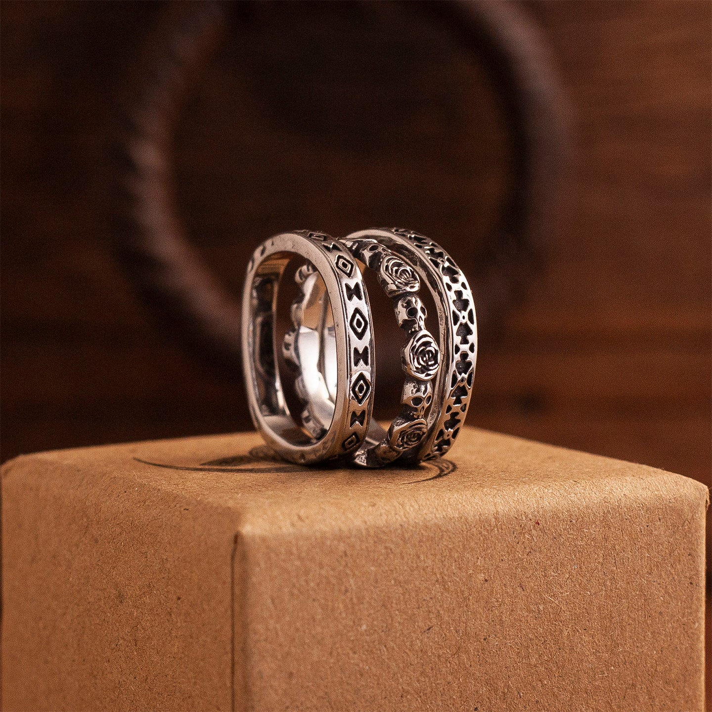 Kemstone Titanium Steel Navajo Totem 3-in-1 Ring for Men - Vintage Design NW-ZRZX458