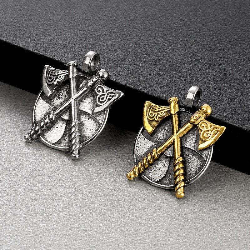Kemstone Men’s Titanium Steel Viking Double Axe Pendant Necklace KP130637