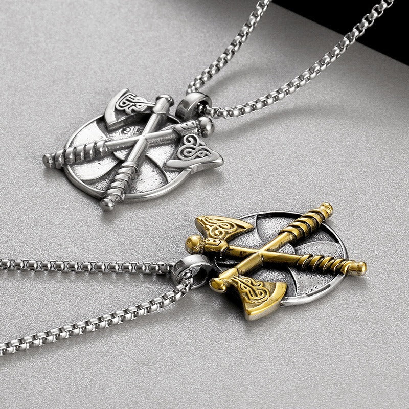 Kemstone Men’s Titanium Steel Viking Double Axe Pendant Necklace KP130637