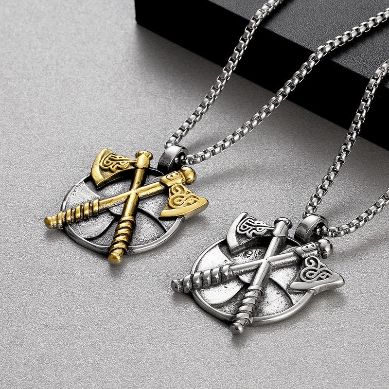 Kemstone Men’s Titanium Steel Viking Double Axe Pendant Necklace KP130637