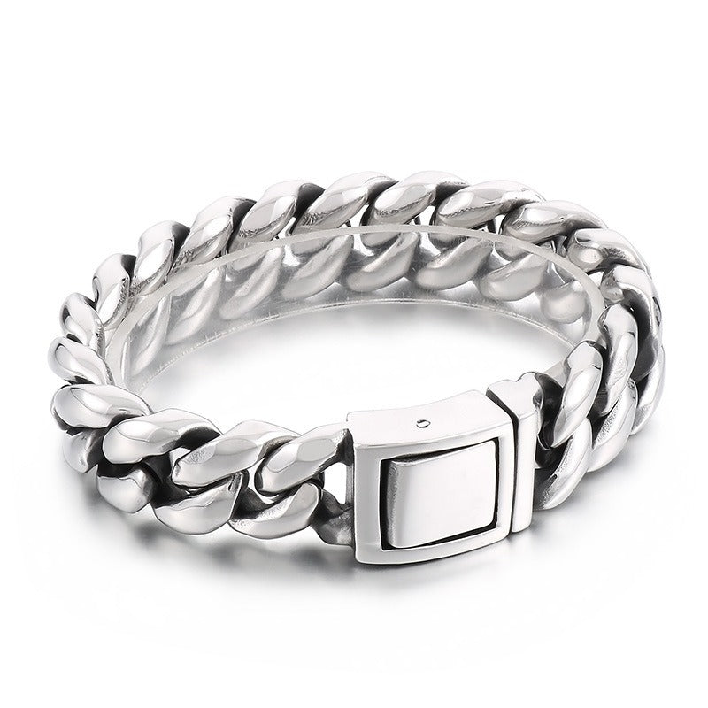 Kemstone Aged Black Cuban Link Bracelet for Men Titanium Steel KB161367-KJX