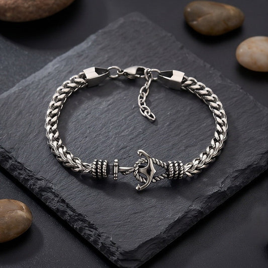Kemston Anchor Chain Bracelet for Men Titanium Steel Curb Link Nautical KB215363-KFC