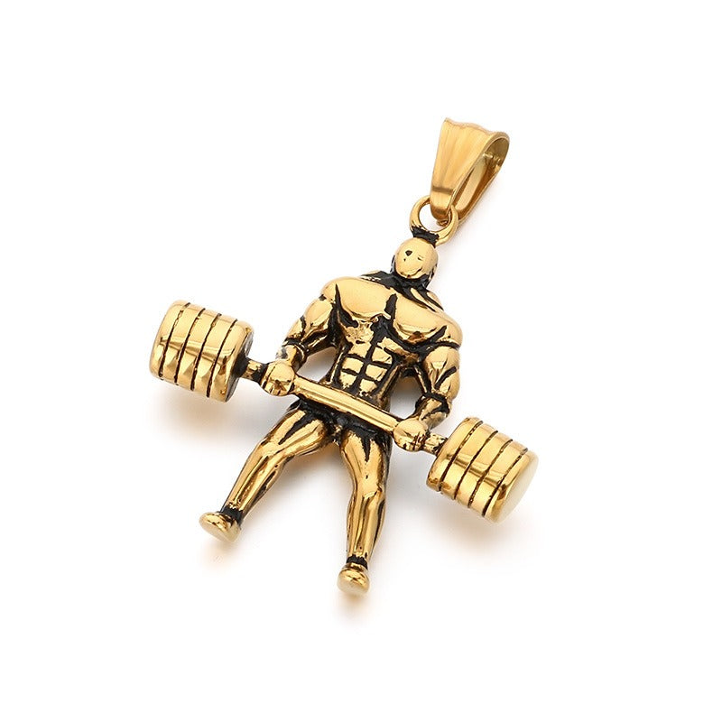 Kemstone Titanium Steel Barbell Gym Pendant Necklace for Men KP117758-LU