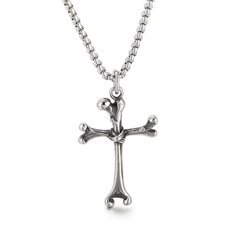 Kemstone Titanium Steel Bone Cross Necklace for Men Gothic KP97633