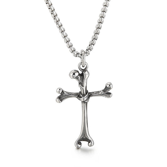 Kemstone Titanium Steel Bone Cross Necklace for Men Gothic KP97633