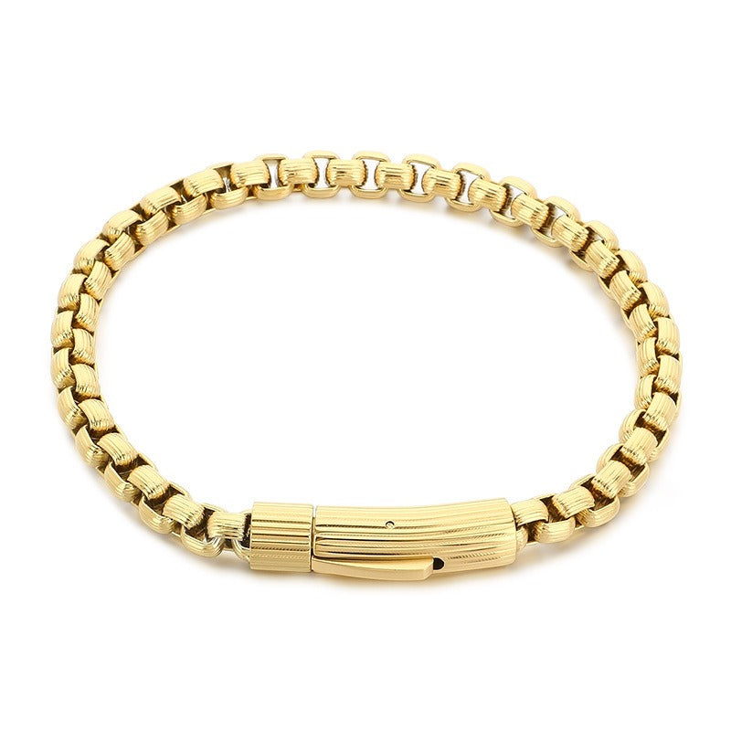 Kemstone Box Link Bracelet Titanium Steel 6mm Textured Chain for Men KB212472-ZGM