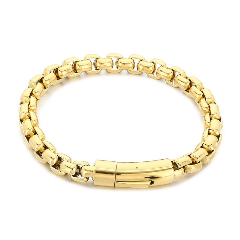 Kemstone Box Link Bracelet Titanium Steel 8mm Chain for Men Women KB212670-Z