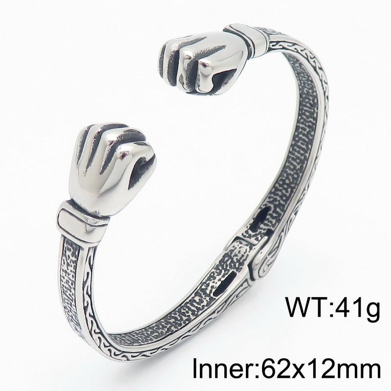 Kemstone Titanium Steel Boxing Fist Cuff Bracelet for Men – Vintage Power KB184795-KJX