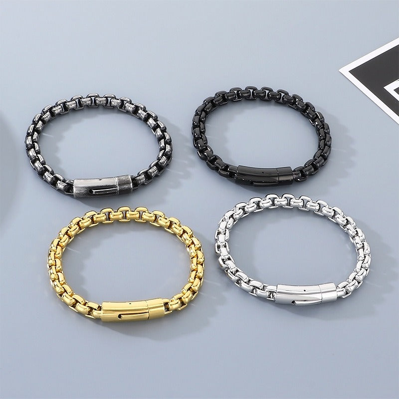 Kemstone Box Link Bracelet Titanium Steel 8mm Chain for Men Women KB212670-Z