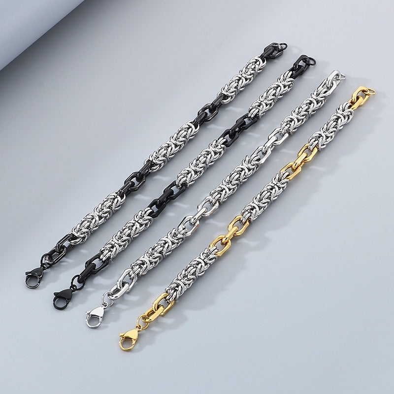 Kemston Braided Bracelet for Men Titanium Steel Handmade Chain Hip Hop Wristband KB186475-Z