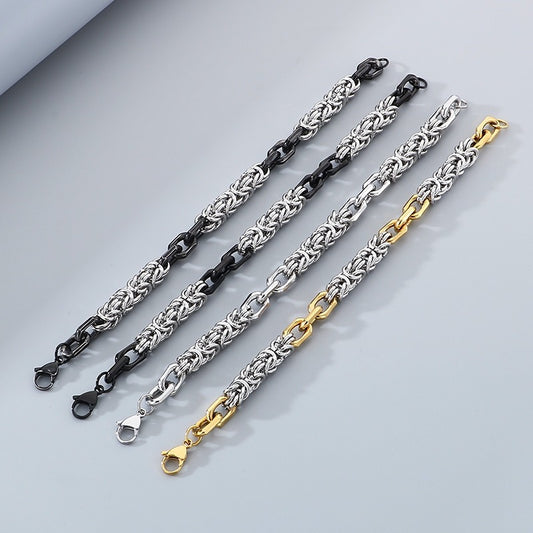 Kemston Braided Bracelet for Men Titanium Steel Handmade Chain Hip Hop Wristband KB186475-Z