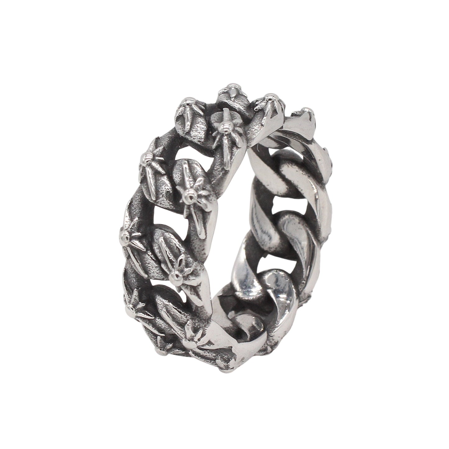 Kemstone Titanium Steel Vintage Chain Link Ring for Men R1932