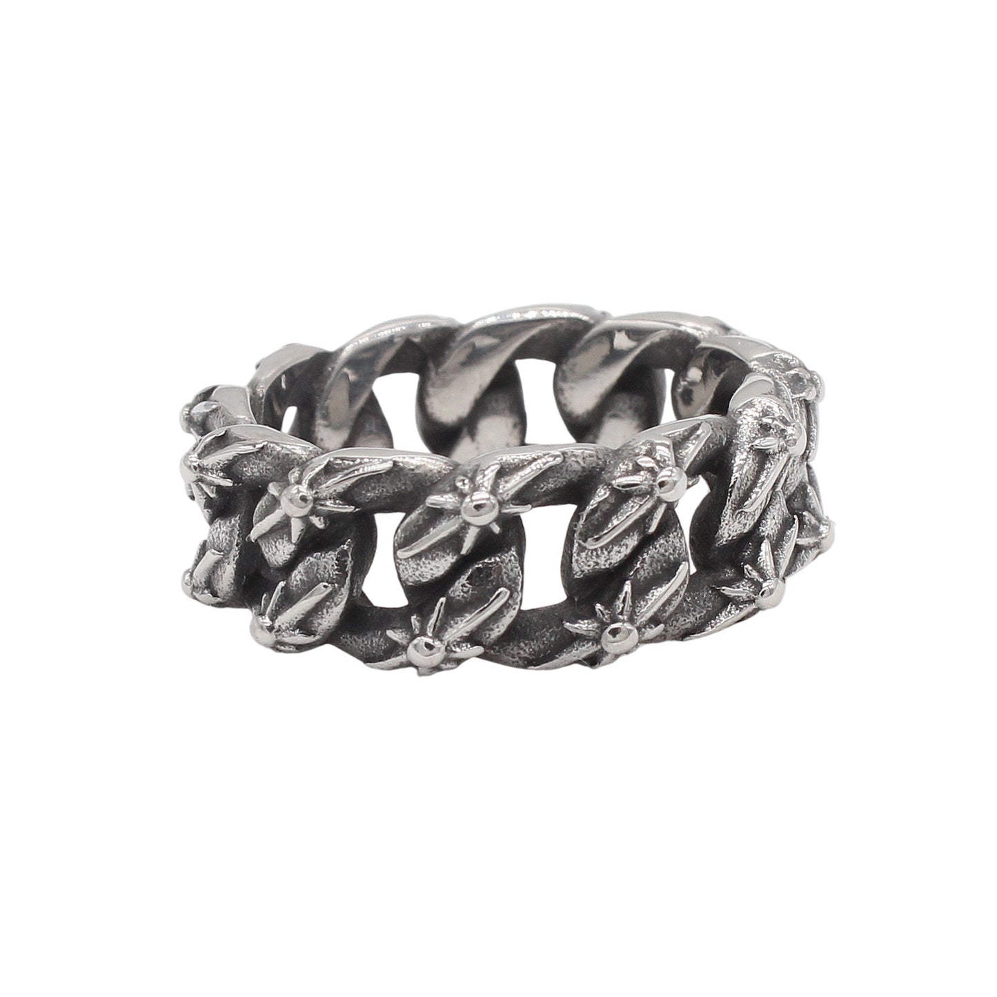 Kemstone Titanium Steel Vintage Chain Link Ring for Men R1932