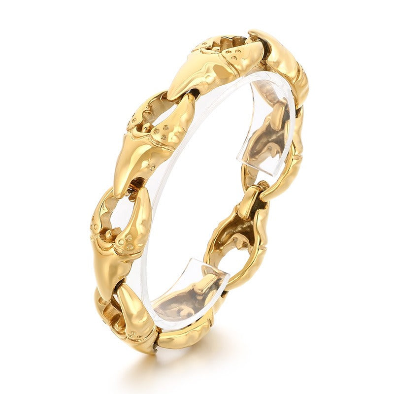 Kemstone Titanium Steel Crab Claw Bracelet for Men – Heavy Chain Punk Style KB205186-KJX