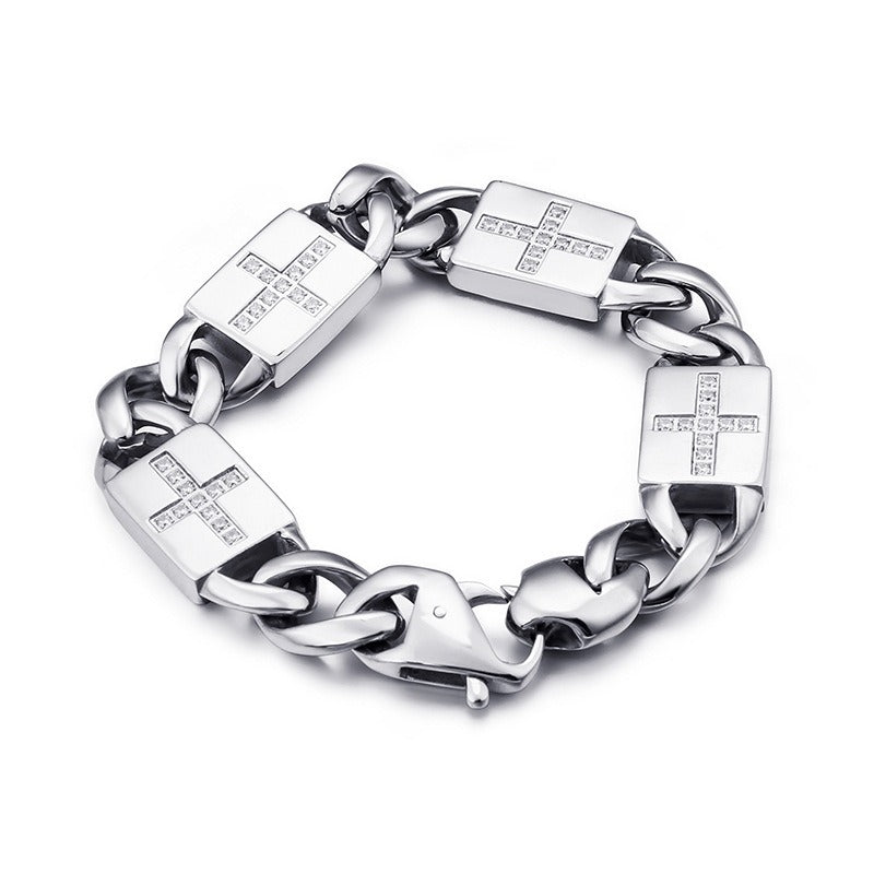 Kemstone Cross Link Bracelet for Men Titanium Steel Chunky Chain KB102750-BD