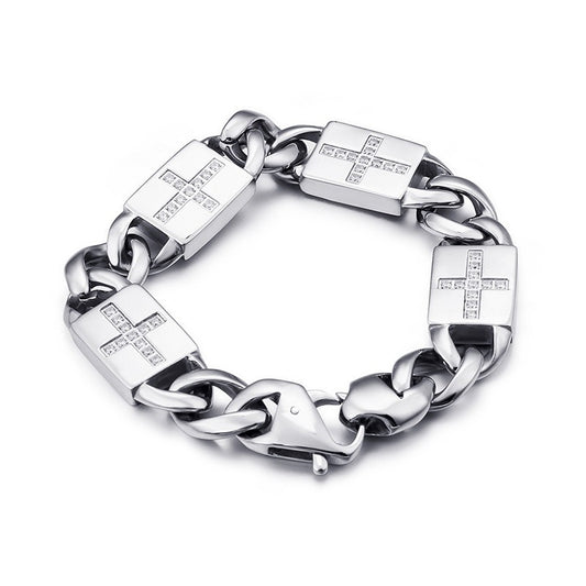 Kemstone Cross Link Bracelet for Men Titanium Steel Chunky Chain KB102750-BD