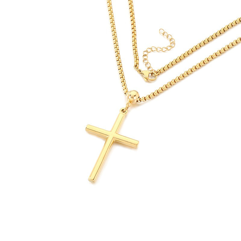 Kemstone Titanium Steel Cross Pendant Necklace for Men – Polished Design K-PT411