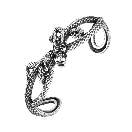 Kemstone Titanium Steel Dragon Skull Open Cuff Bracelet for Men R1700