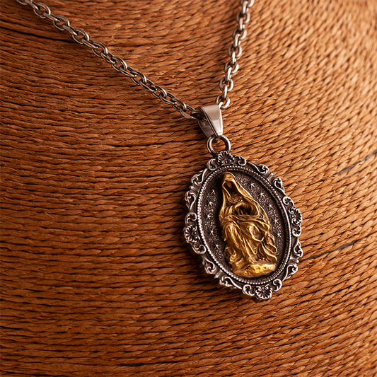 Kemstone Dual-Sided Vintage Dark M Pendant Necklace for Men – Titanium Steel NW-XL222