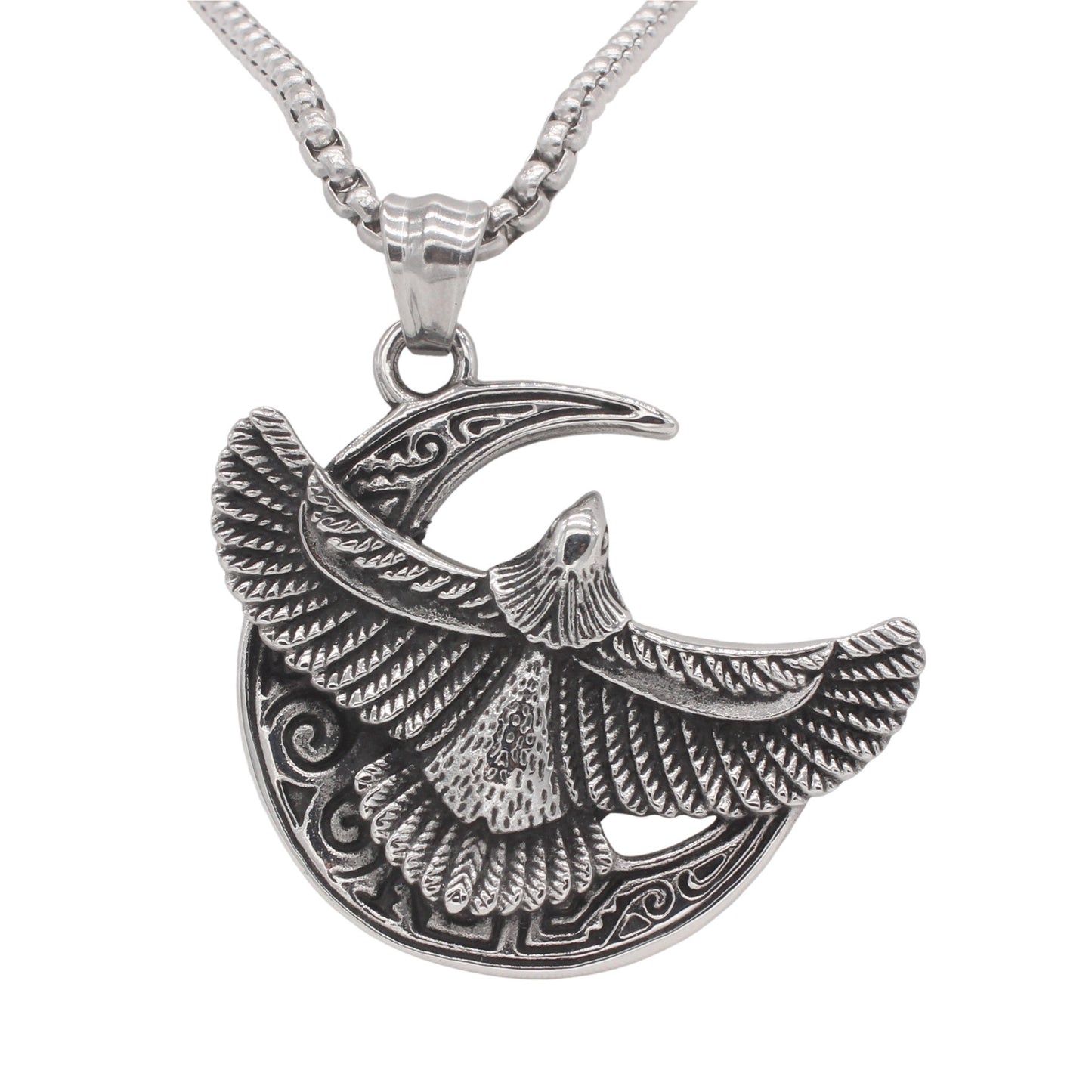 Kemstone Titanium Steel Eagle Pendant Necklace Vintage Moon Design for Men P1518