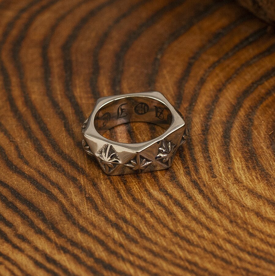 Kemstone Titanium Steel Eight Point Star Ring – Vintage Geometric Texture NW-JZ068