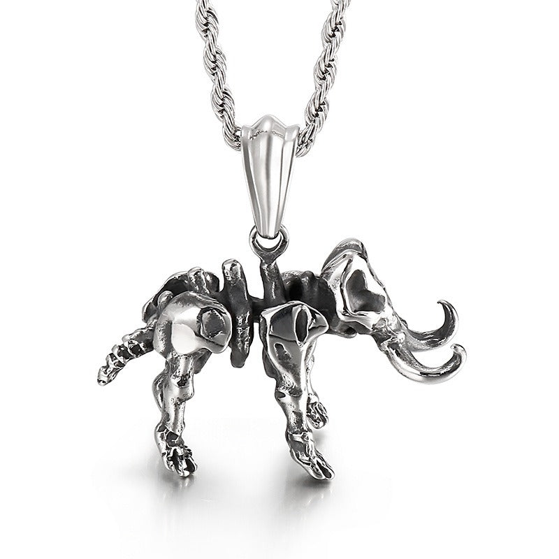 Kemstone Titanium Steel Elephant Skeleton Necklace for Men KP53924-BD