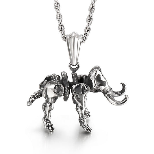 Kemstone Titanium Steel Elephant Skeleton Necklace for Men KP53924-BD