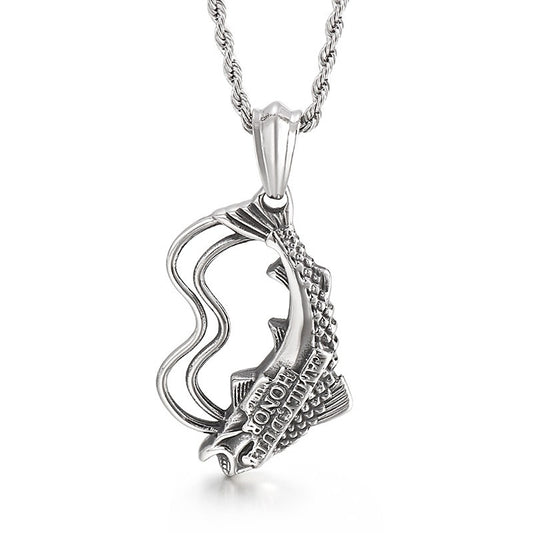 Kemstone Titanium Steel Fish Pendant Necklace for Men Vintage KP48777-BD