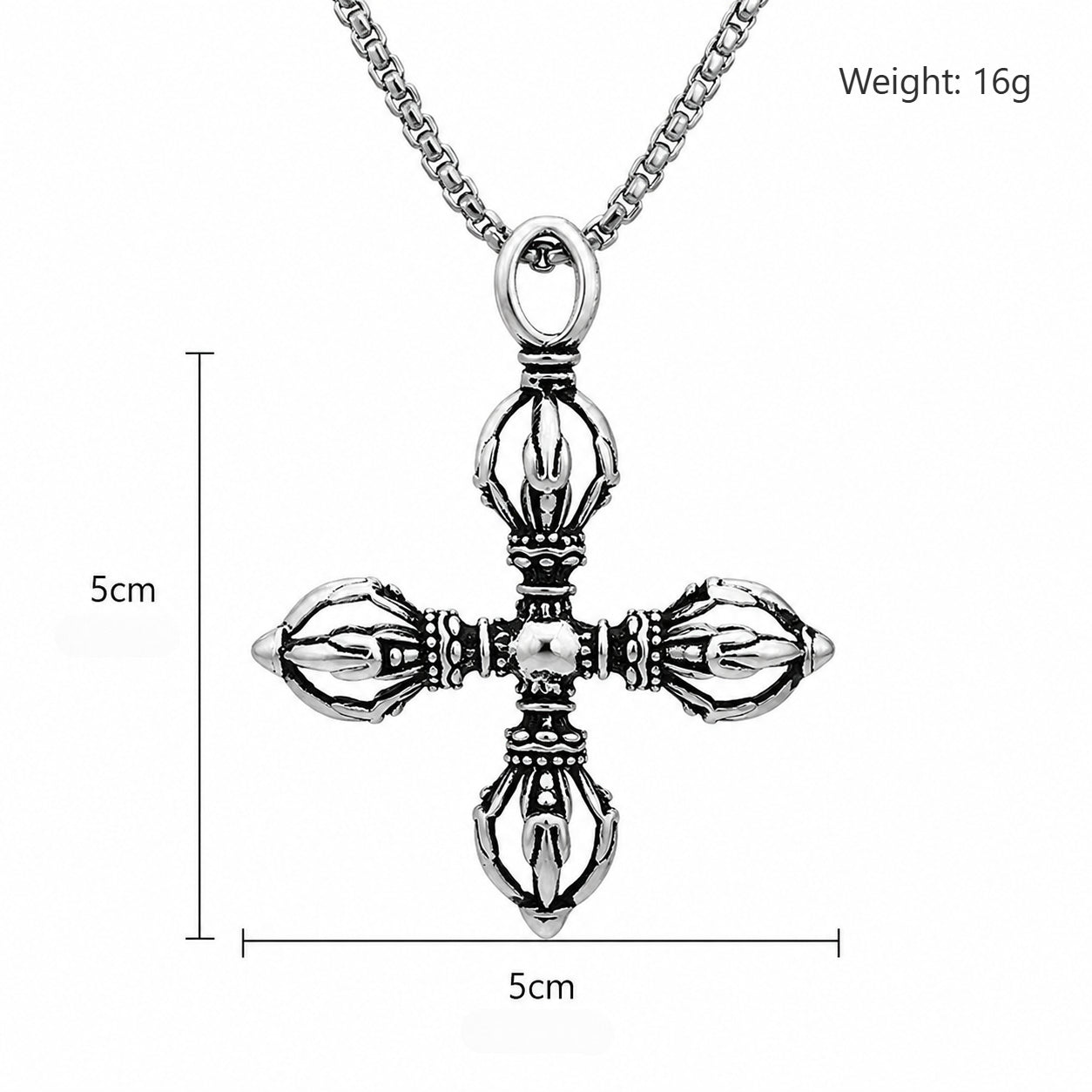 Kemstone Gothic Cross Titanium Steel Pendant Necklace for Men Vintage Symmetrical P0012