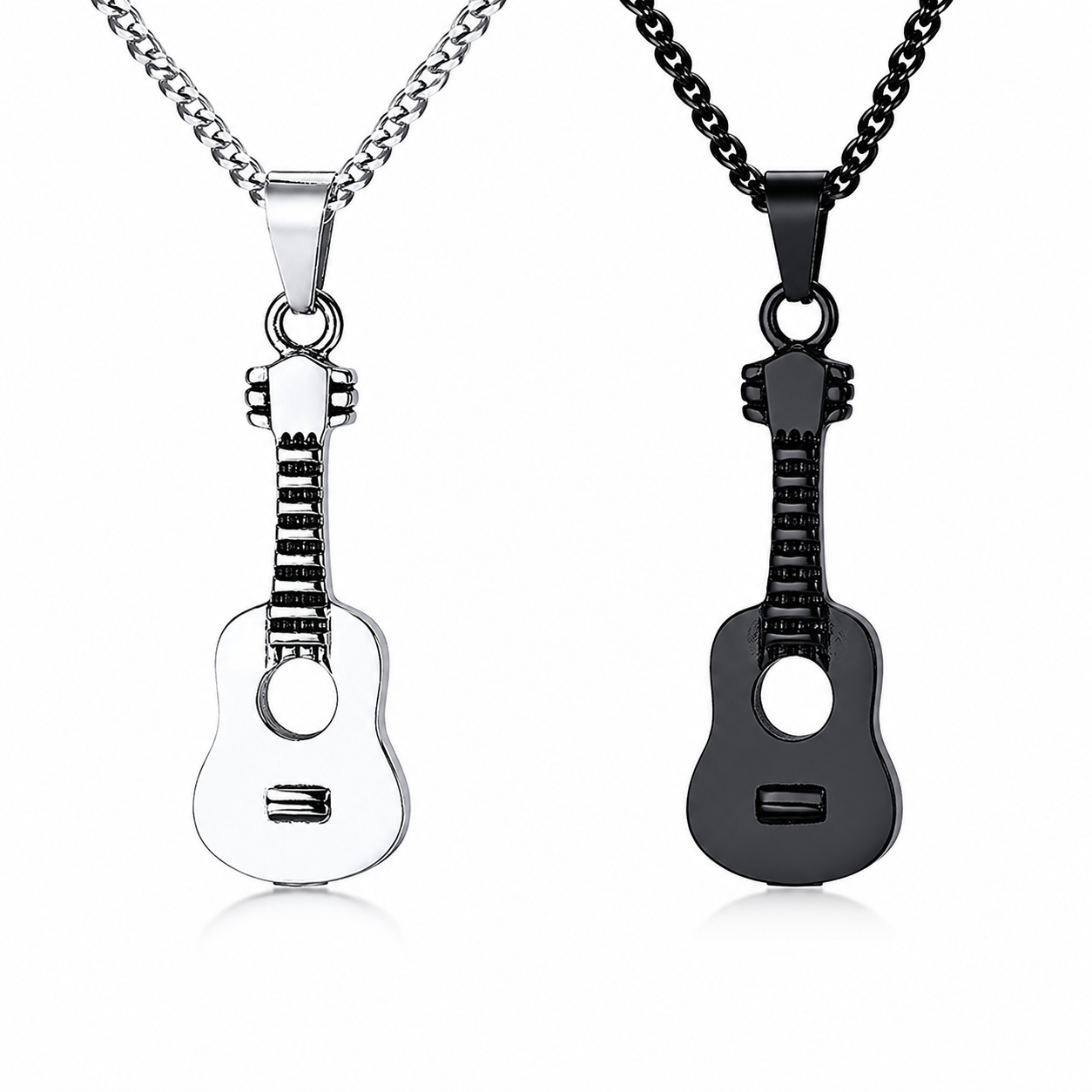 Kemston Guitar Pendant Necklace for Men & Women Titanium Steel Hidden Compartment PN-1128
