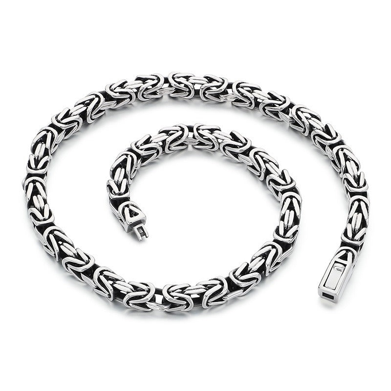 Kemstone Titanium Steel Peace Pattern Imperial Chain Necklace – Vintage Hui Geometry for Men KN86617-BD