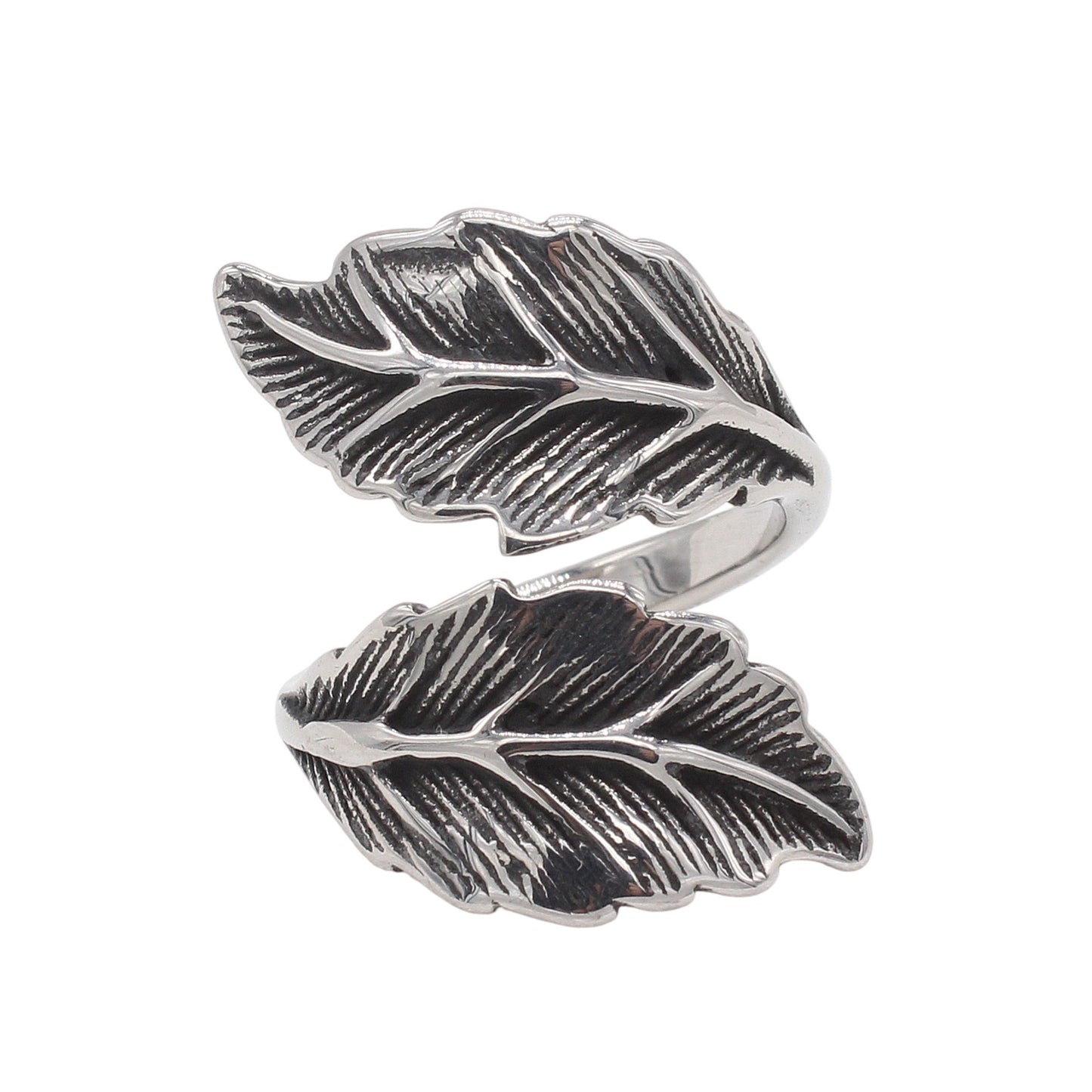 Kemstone Titanium Steel Leaf Wrap Ring for Men R1946