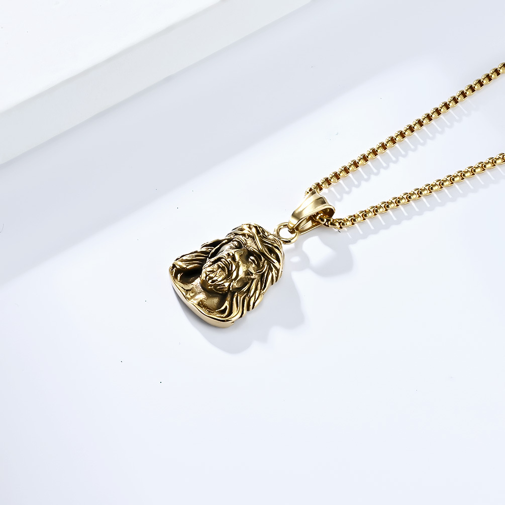 Kemstone Men’s Titanium Steel Portrait Pendant Necklace – Hip-Hop Style K-PT521