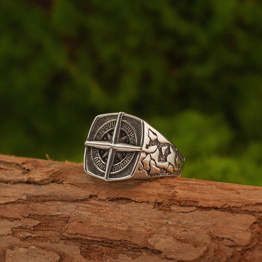 Kemstone Titanium Steel Nautical Compass Ring for Men – Vintage Maritime Design NW-JZ149