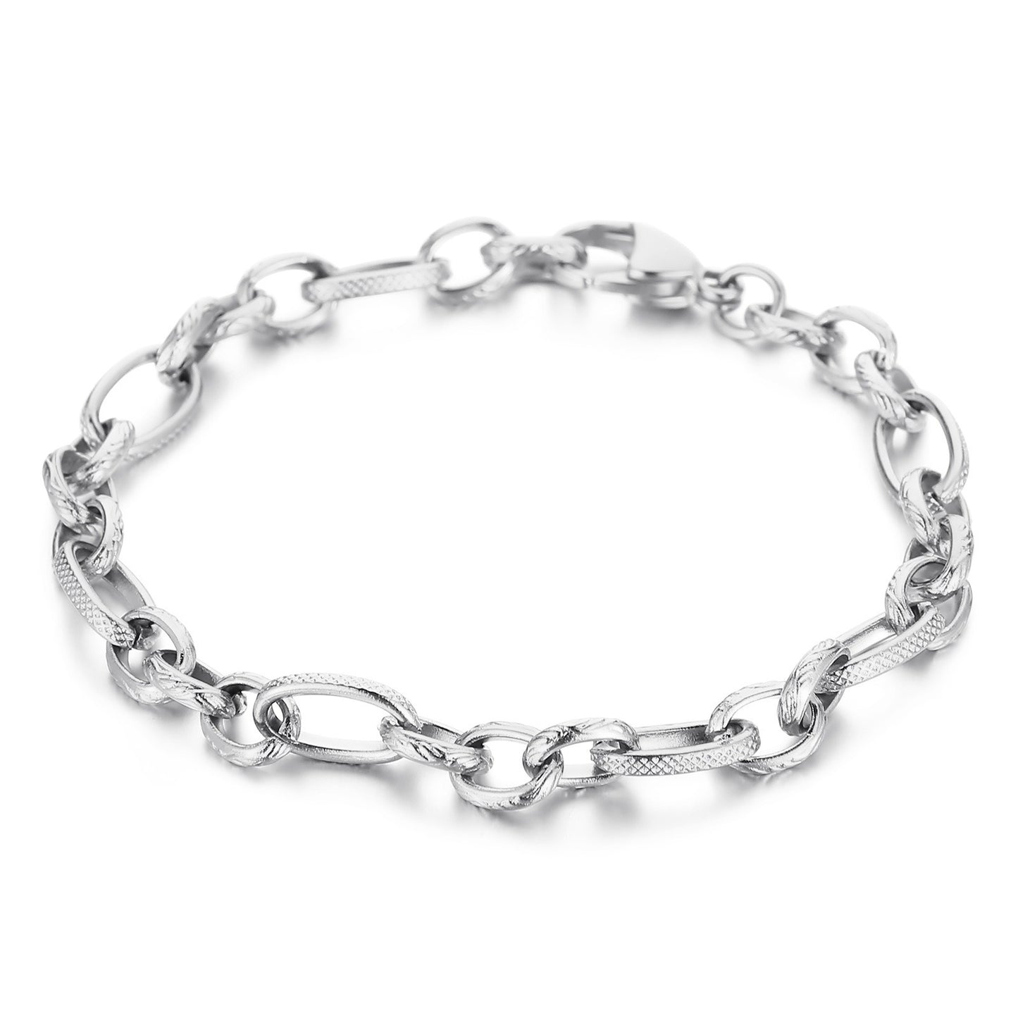 Kemstone O Link Chain Bracelet 6mm Titanium Steel Oval Link for Men Women KB146794-Z
