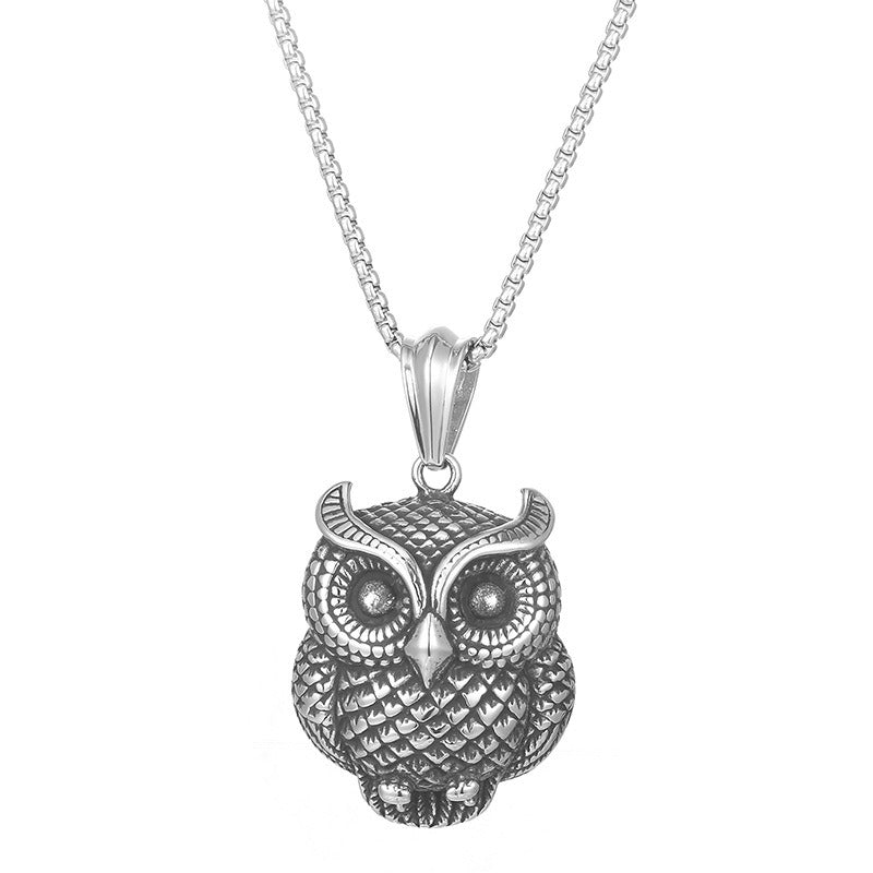 Kemstone Titanium Steel Owl Pendant Necklace for Men  KP119294-KJX