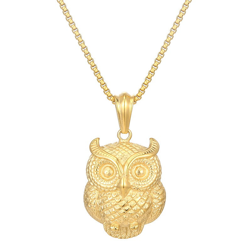 Kemstone Titanium Steel Owl Pendant Necklace for Men  KP119294-KJX