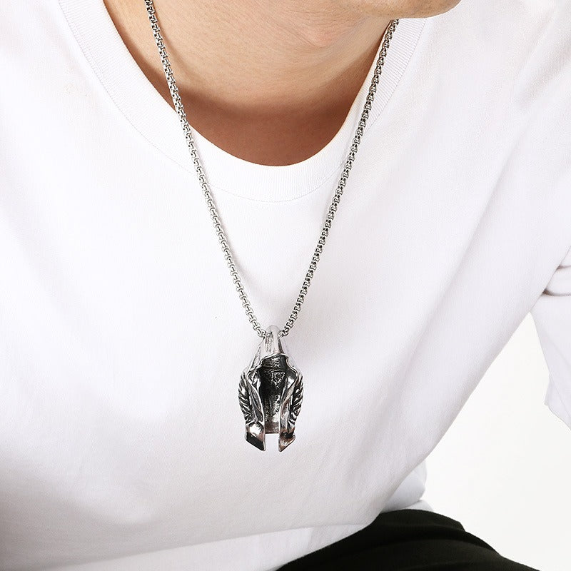 Kemstone Cloak Pendant Necklace Stainless Steel Sculptural Statement Design for Men KP117760-LU