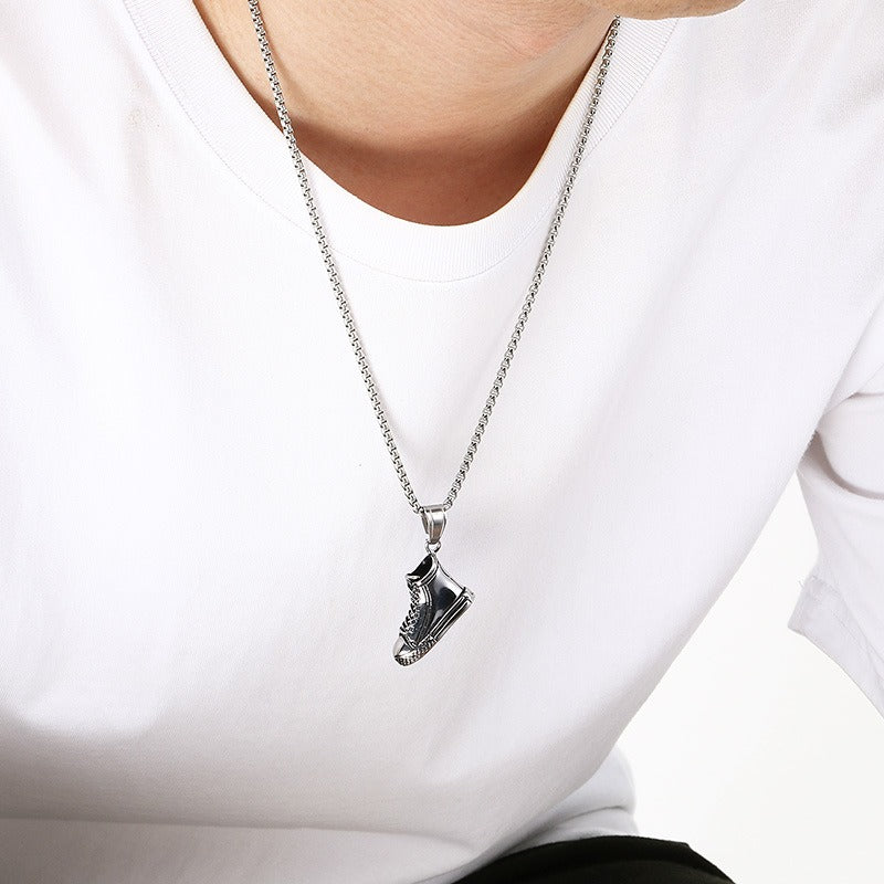 Kemstone Stainless Steel Sneaker Pendant Necklace for Men Street Style High Top Shoe Charm KP117718-LU