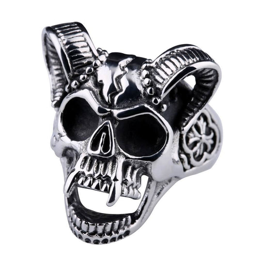 Kemstone Titanium Steel Ram Horn Skull Ring for Men Gothic TR0146