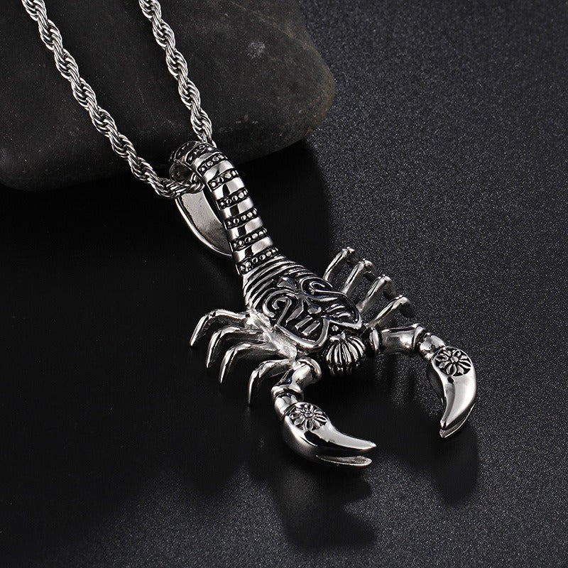 Kemstone Men’s Titanium Steel Scorpion Pendant Necklace – Punk Totem KP52590-BD