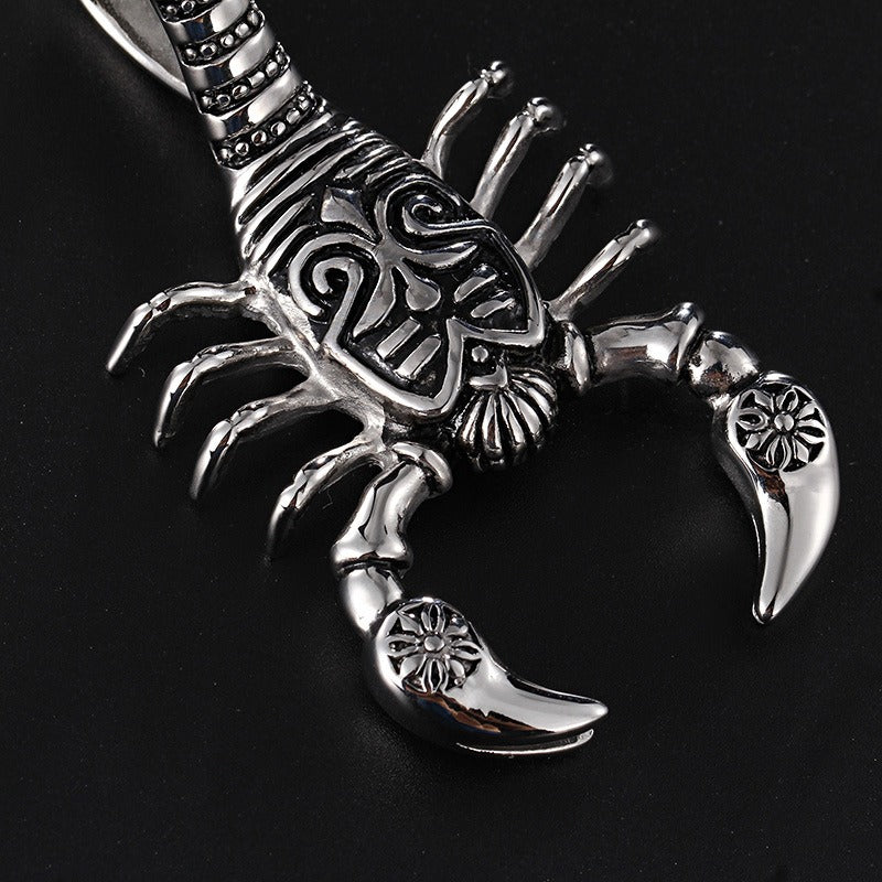 Kemstone Men’s Titanium Steel Scorpion Pendant Necklace – Punk Totem KP52590-BD