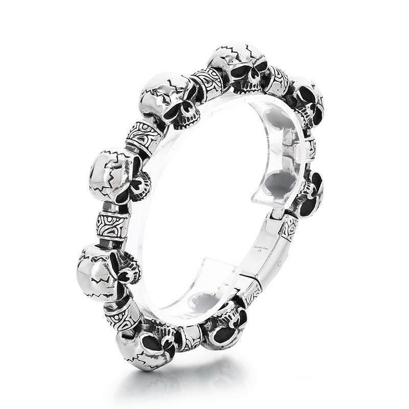 Kemstone Titanium Steel Skull Bead Bracelet for Men – Vintage Gothic Chain Design KB180528-KJX