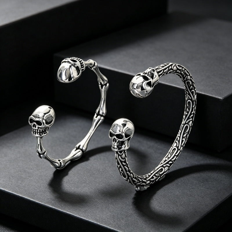 Kemston Snake Head Cuff Bracelet for Men Titanium Steel Bamboo Link Gothic KB214278-LU