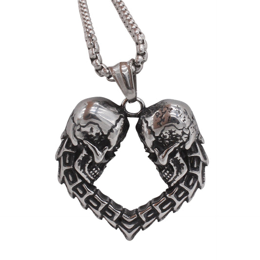 Kemstone Titanium Steel Skull Heart Pendant Necklace for Men Vintage P1528