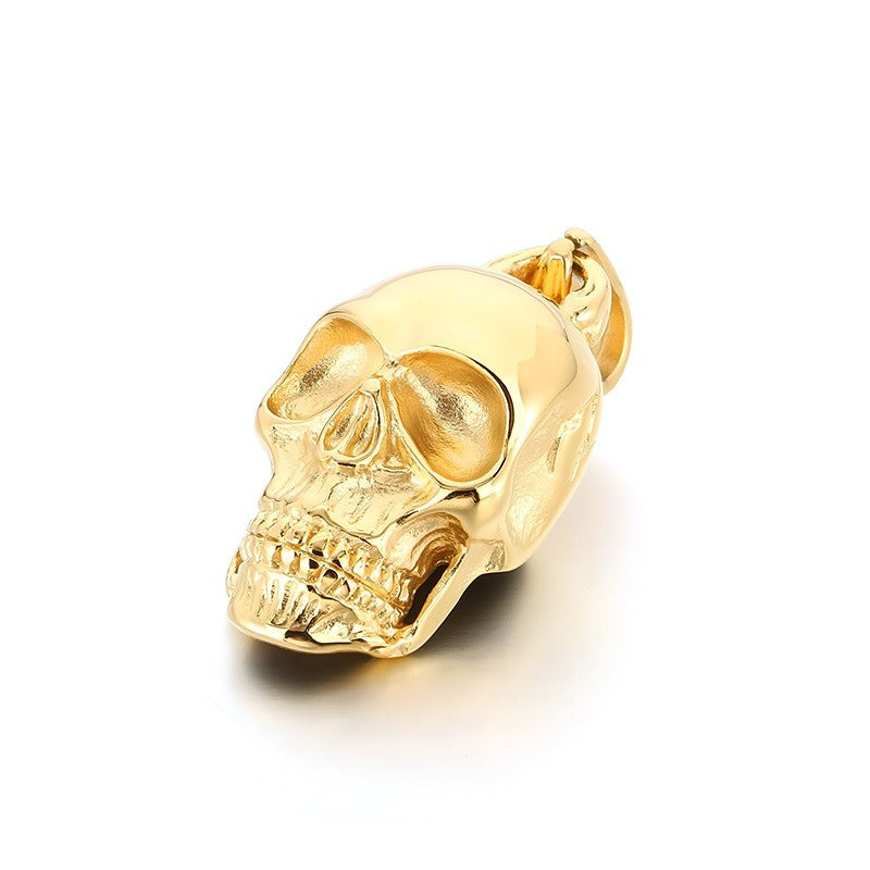 Kemstone Titanium Steel Skull Pendant Necklace for Men – Polished Gothic KP115574-KJX