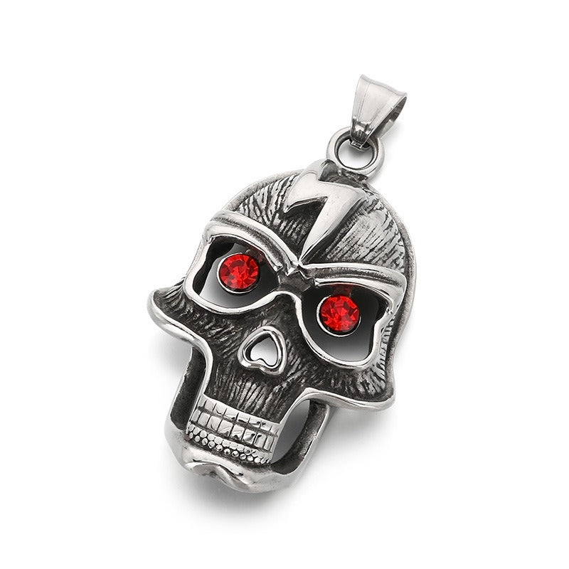 Kemstone Skull Pendant Necklace Titanium Steel Viking Helmet Design for Men Silver KP117049-LU